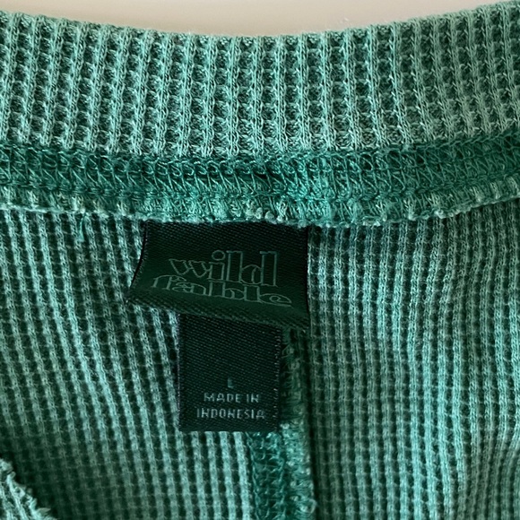 Wild Fable Thermal Crop Top Washed Look Waffle Tee - Picture 12 of 14